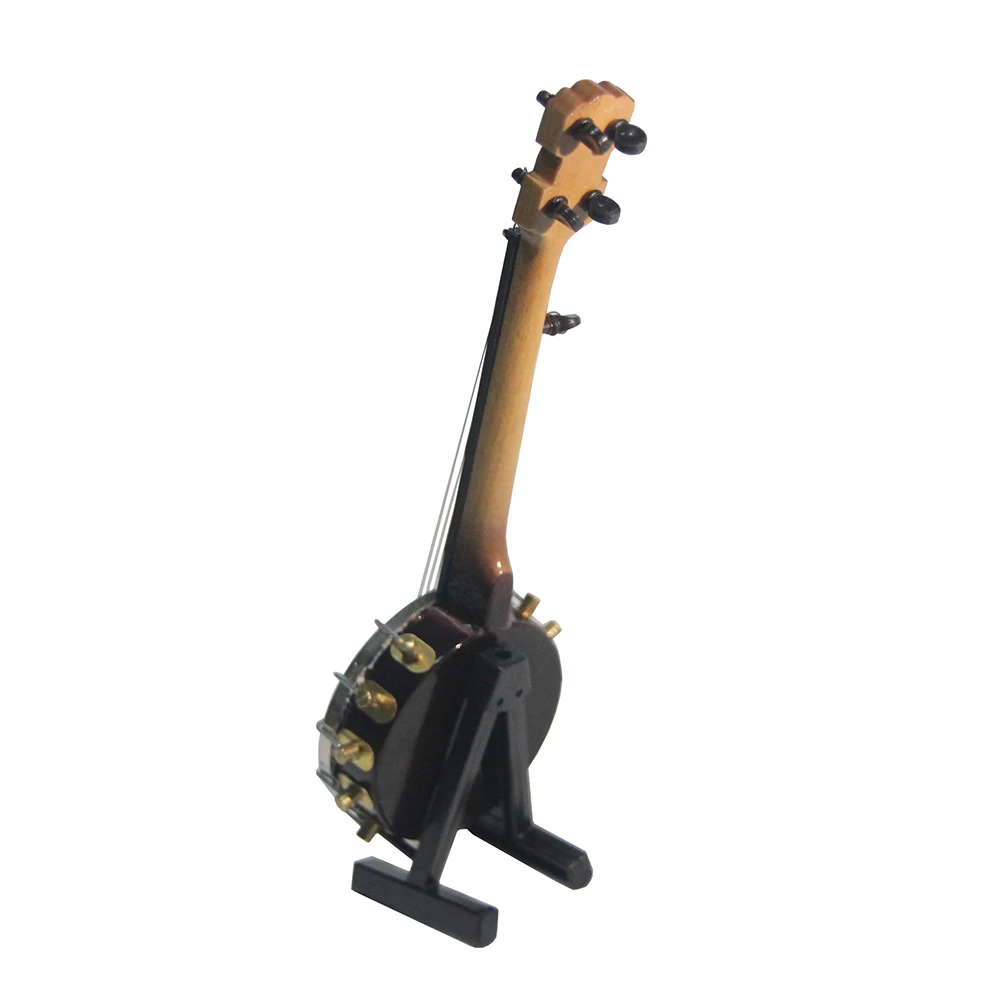 MoonEmbassy Miniature Banjo Model Mini Musical Instrument Model Dollhouse Ornaments Gift Home Decoration