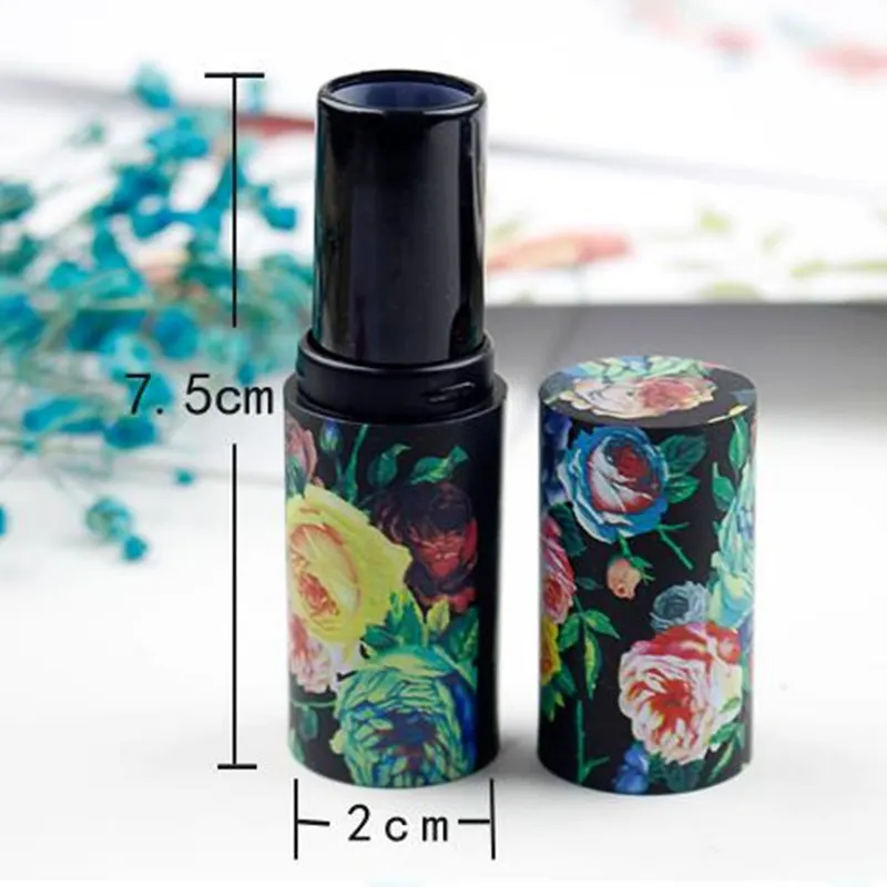 12.1mm Vintage Rose Flower Beauty Empty Lipstick Tubes DIY Makeup Round Top Quality Mini Lip Balm Lipgloss Bottles F20172519