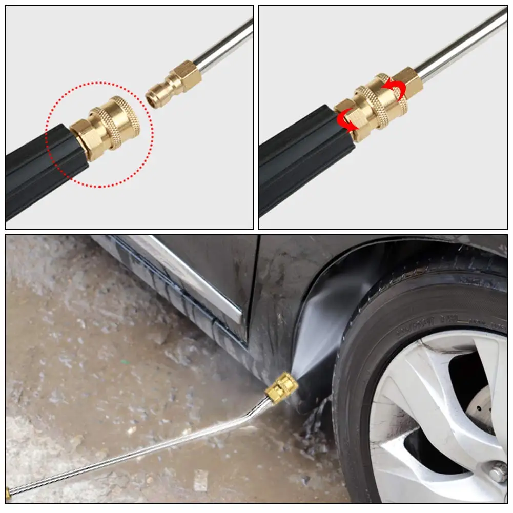 Car Washer Metal Jet Water Spray Lance Extension Wand Nozzle for Karcher K Series Powerful Pressure Washer with 5 Quick Nozzles