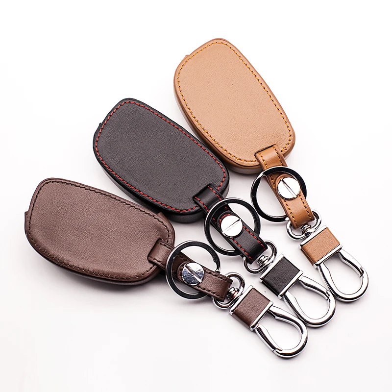 New Genuine Leather Car Key Cover For Hyundai TUCSON Solaris 8 IX35 Santa Fe,3 Button Fold Key  Car Keys Accessories