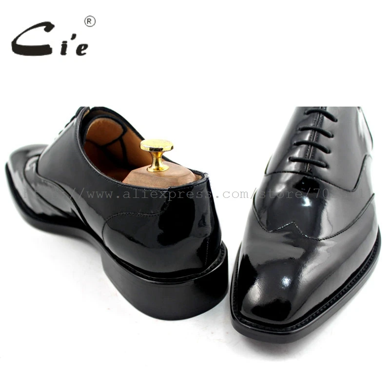 cie square toe wingtips bespoke men shoe custom handmade genuine calf leather outsole men oxford shoe black patent leatherOX184