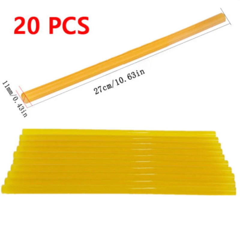 

20PCS YELLOW GLUE STICKS GLUTINOSITY FOR DENT REMOVAL TOOLS 11mm*270mm Handy