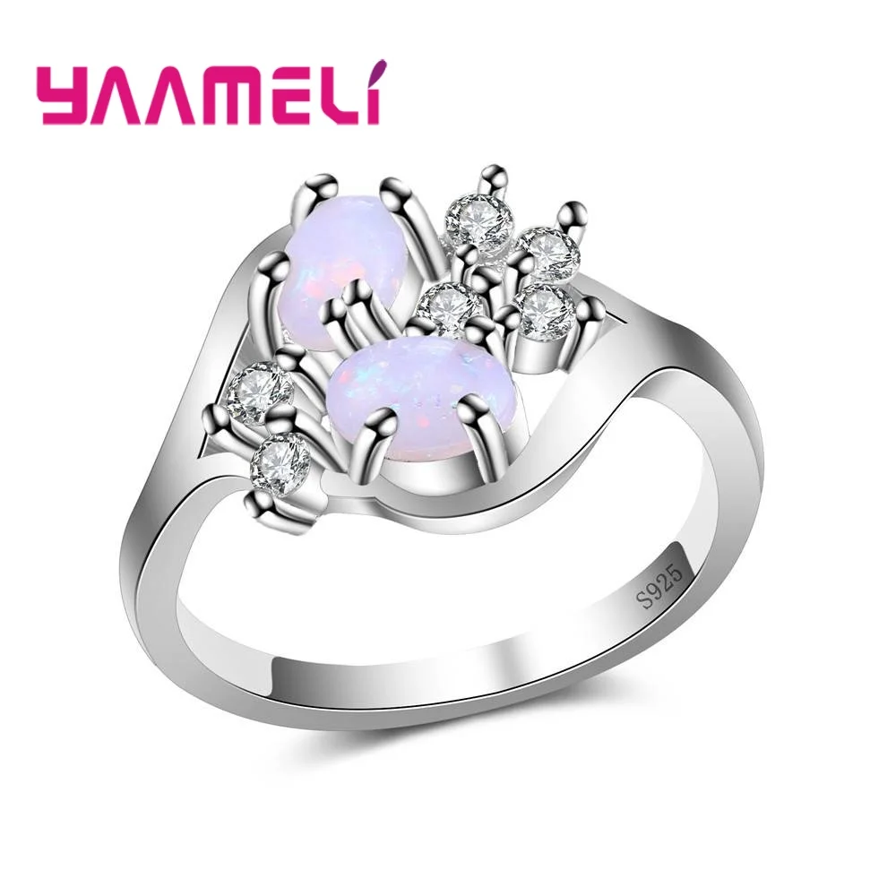 Top Quality 925 Sterling Silver Accessories Beautiful Party Jewelry Ring With Romantic Opal Stone Women Beloved Bijoux