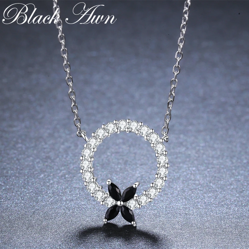 BLACK AWN New Arrival Classic 925 Sterling Silver Flower Round Pendant Necklaces for Women Fine Jewelry Gift K038