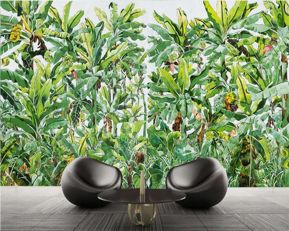 

Beibehang Custom Wallpaper Home Decorative Mural Stereo Banana Leaf Mural TV Wall Background walls 3d wallpaper papel de parede