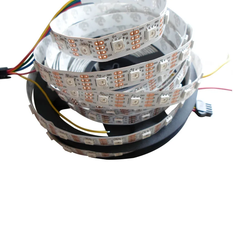 

5mX High quality 5V input 5050SMD SK9822 RGB full color digital led strip 30/32/48/60/72/144LED/m with white PCB