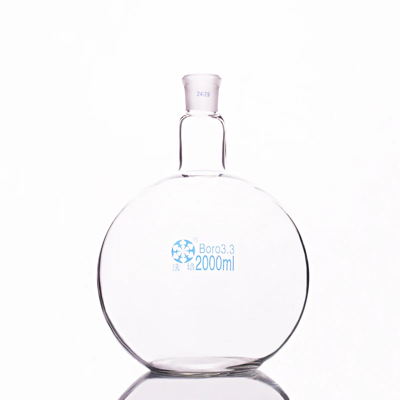 Single standard mouth flat-bottomed flask,Capacity 2000ml and joint 24/29,Single neck flat flask,Boiling flask