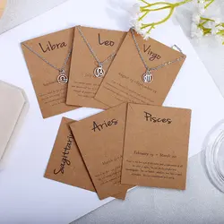 100pcs 9*7 CM Kraft Paper Constellation Card Zodiac Horoscope Printed Tags Packing Card Jewelry Cards Wholesale Customize