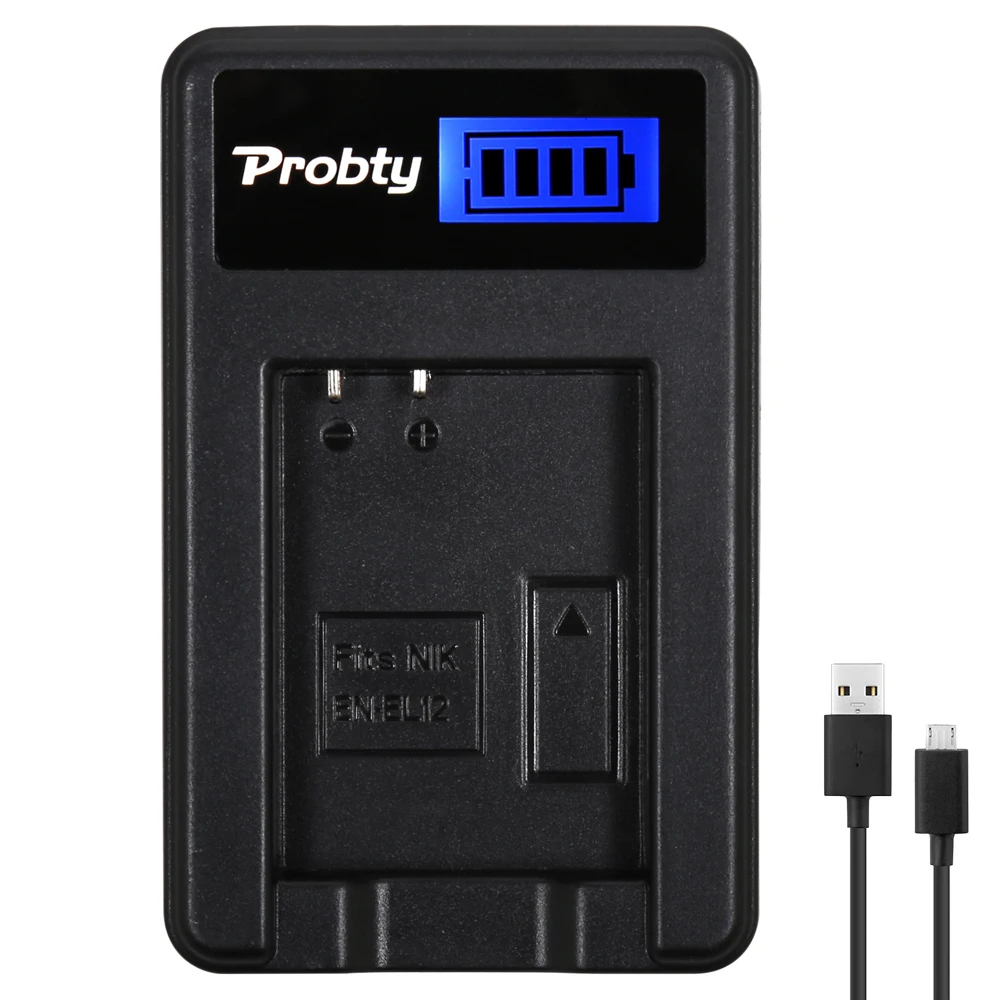 Probty EN-EL12 ENEL12 EN EL12 LCD USB Charger for Nikon Coolpix S9700 AW120 S9900 AW130 AW100 P340 S6100 AW110 S9500 S8100