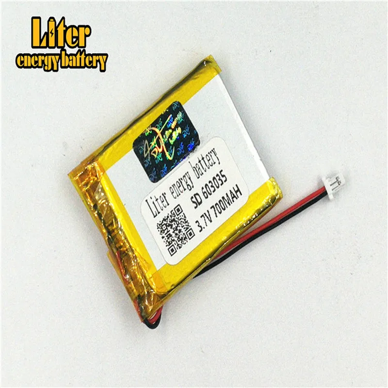 1,0 mm – 2P-Stecker 3,7 V 603035   700 mAh wiederaufladbarer Lipo-Akku, Solar-Li-Ionen-Polymer-Lithium-Akku, MP3, MP4, MP5, kleine Spielzeuge