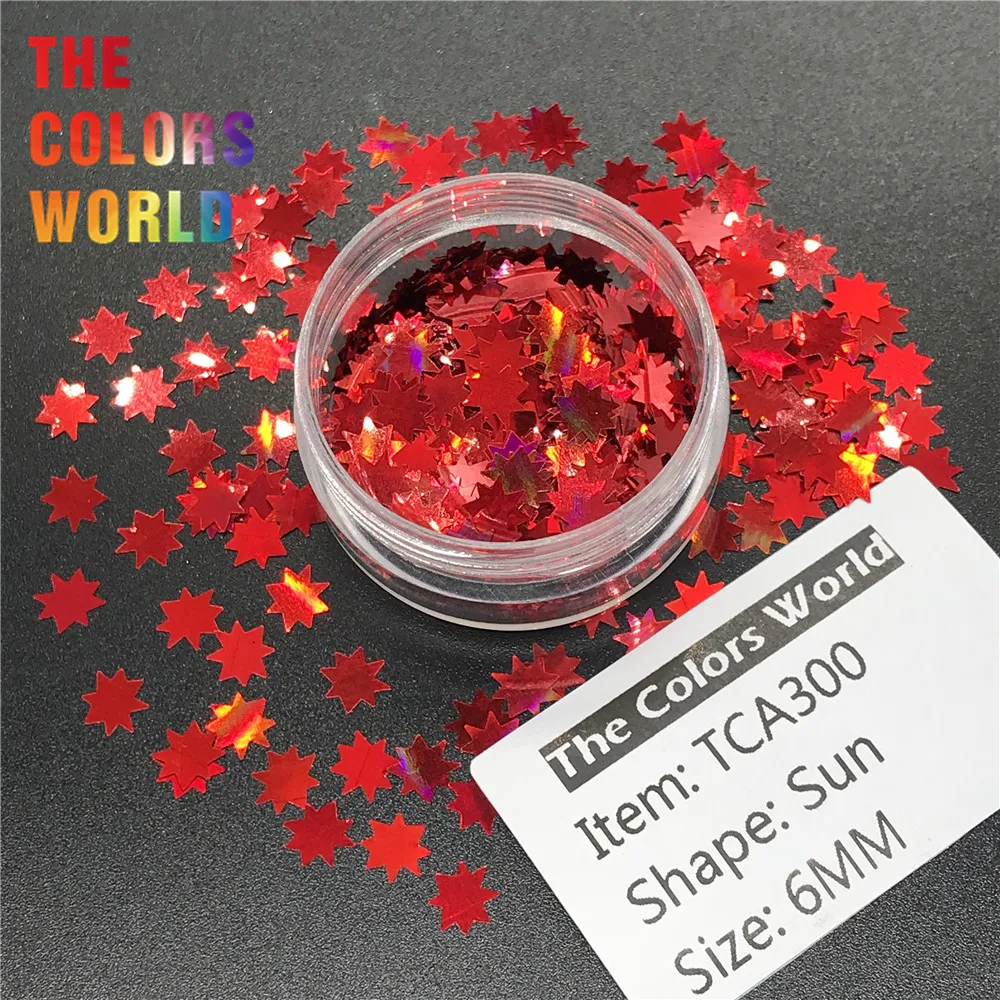 TCT-230 Hologram Sun Shape 6 Mm Kuku Glitter Dekorasi Nail Art Makeup Kuku Gel Wajah Glitter Pekerjaan Tangan Henna DIY Accessorie