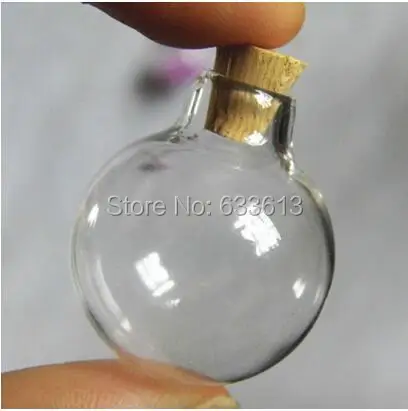 

10pcs/lot clear glass ball 24x28mm transparent glass bottle with cork glass vial pendant glass globes glass dome diy finding