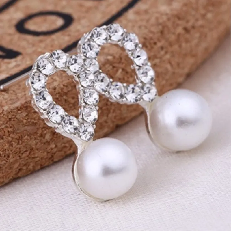 Full Crystal Pearl Water Droplets Stud Earrings for Women Wedding Jewelry Boucles d\'oreilles Pendientes Valentine\'s Day Gift