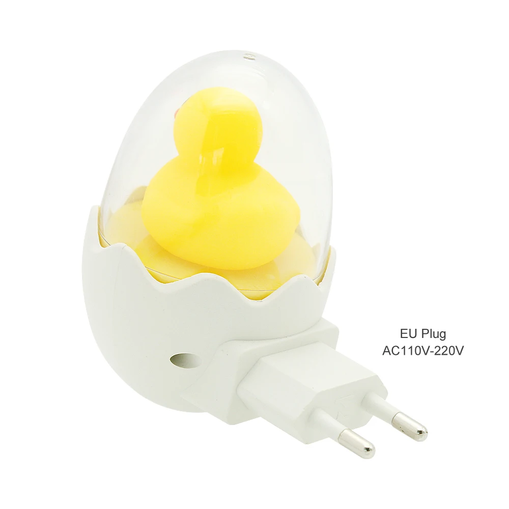 Cute Yellow Duck LED Night Light Sensor Control Dimmable Lamp Remote Control EU Plug 220V for Home Bedroom Children Kids Gift