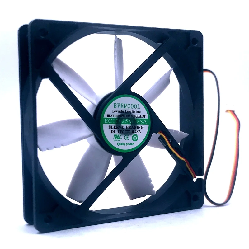 120mm fan computer case Mute cooling fan low noise EC12025M12SA 12025 sleeve bearing 12V 0.28A 1200RPM 58.6CFM 18.6DBA