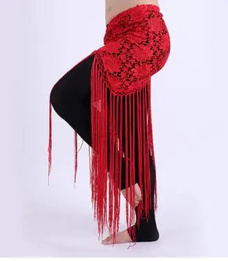 1 unids/lote, traje de danza del vientre Sexy de encaje para mujer, bufanda Tribal con borlas a la cadera, bufanda de retales para danza del vientre femenina