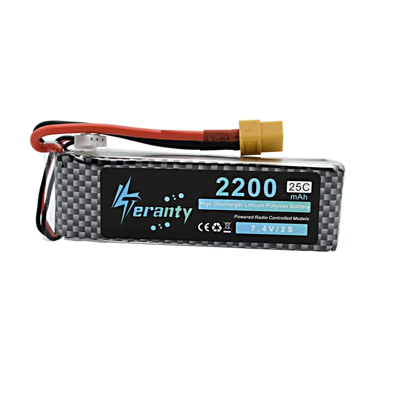 High Power 2S 7.4v 2200mAh 25-35C LiPo Battery XT60/T/JST/EC3 Plug 7.4v Rechargeable Lipo Battery For RC Car Airplane Helicopter