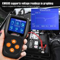 Professional Car Battery Tester KW600 12V 100-2000 CCA 220AH Automotive Battery Load Analyzer Alternator Tester Waveform Voltage