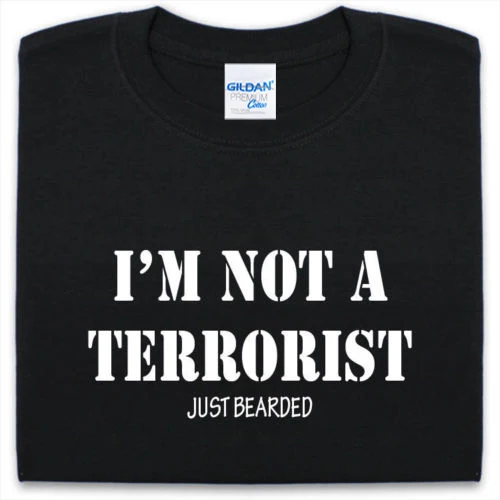 

New Men T shirt Fashion High Quality Personality I'm Not A Terrorist Funny beardcustom Tee shirts printing Harajuku Funny Tops
