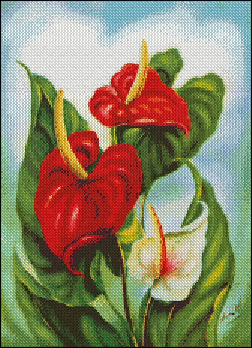 Embroidery Counted Cross Stitch Kits Needlework - Crafts 14 ct DMC color DIY Arts Handmade Decor - Anthurium