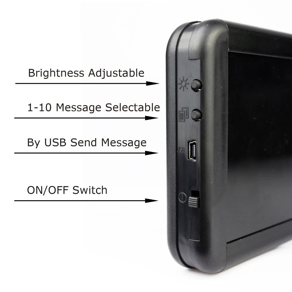 16*64Dots LED Car Sign Moving Message Display Programmable LED Display Board for  Advertising, Built-in Battery Rechargeabl