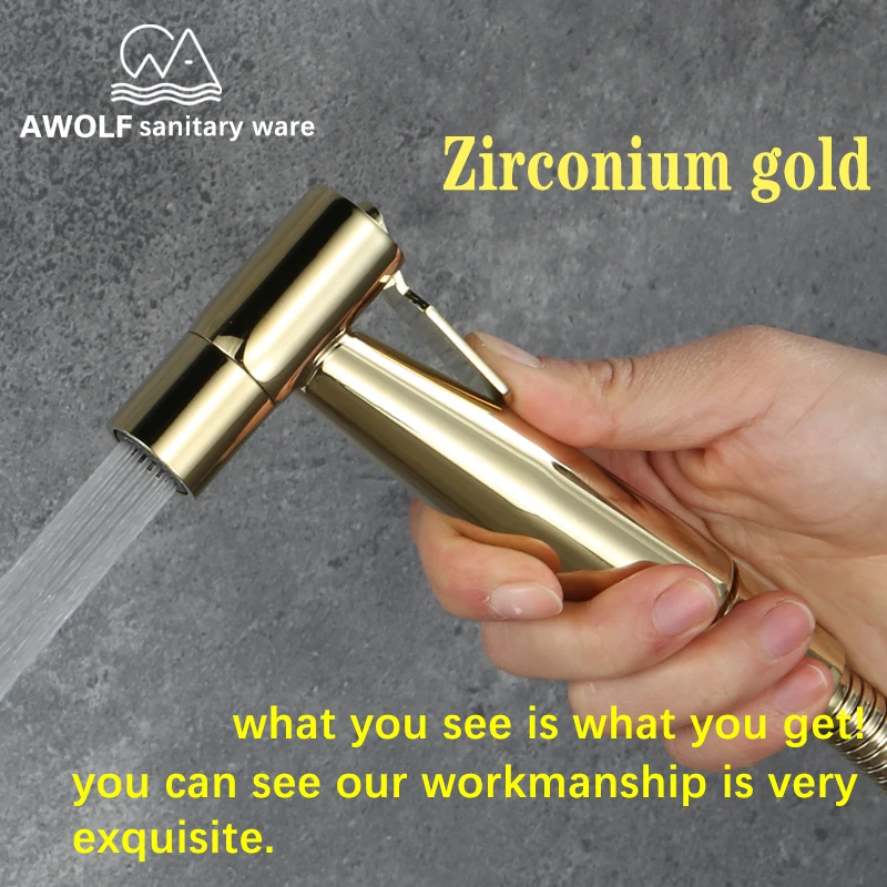 Zirconium Gold Stainless Steel Hand Held Bidet Sprayer Toilet Washer Douche Kit Toilet Jet Bidet Spray Faucet Shattaf Set AP2101