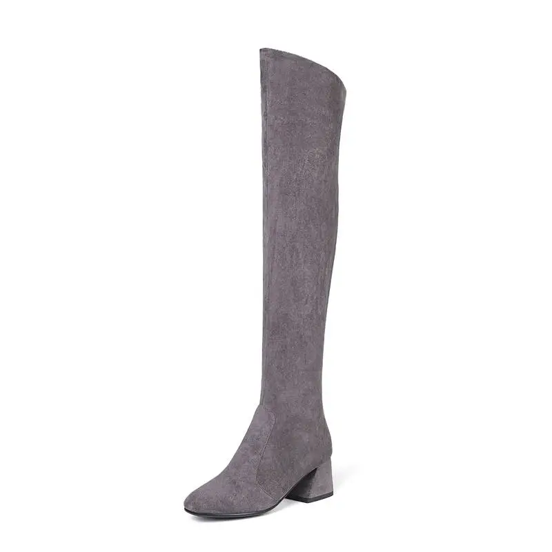 MORAZORA Size 34-43 HOT 2024 Hot sale women boots autumn winter over the knee boots round toe flock leather thigh high boots