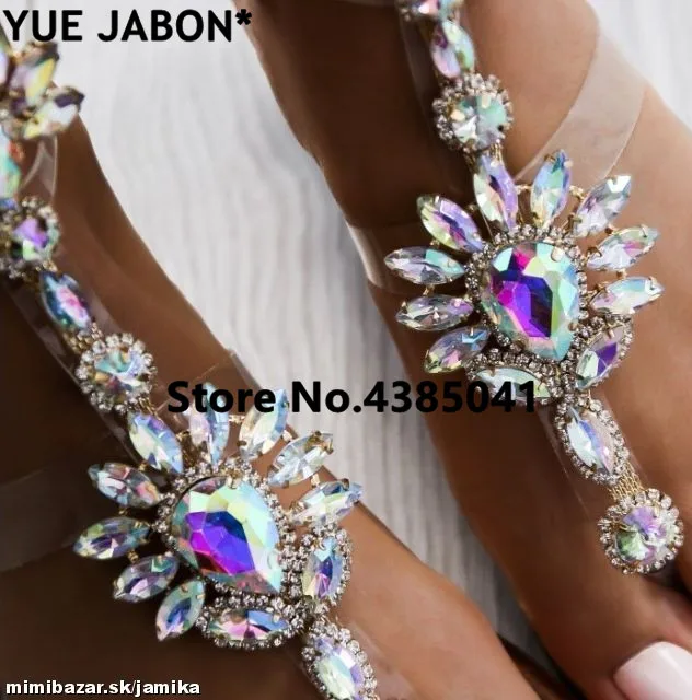 2024 shoes woman sandals women Rhinestones Chains Flat Sandals Thong Crystal Flip Flops sandals gladiator sandals 43 free ship