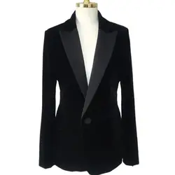 Cappotto Blazer in velluto da donna top giacche nere autunno Fashion office lady elegante piccolo vestito