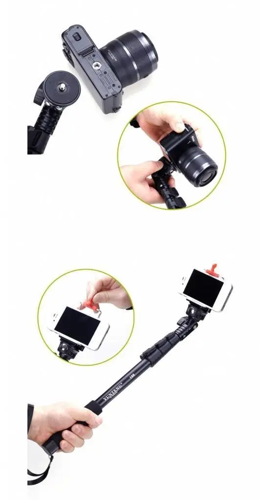 Photography YunTeng C-188 Extendable Handheld Monopod with holder for Cameras & Cell Phones.Phone Clip Holder