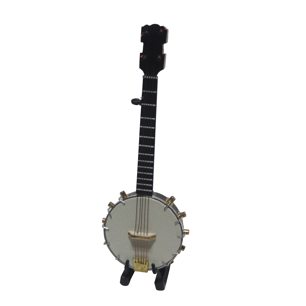 MoonEmbassy Miniature Banjo Model Mini Musical Instrument Model Dollhouse Ornaments Gift Home Decoration