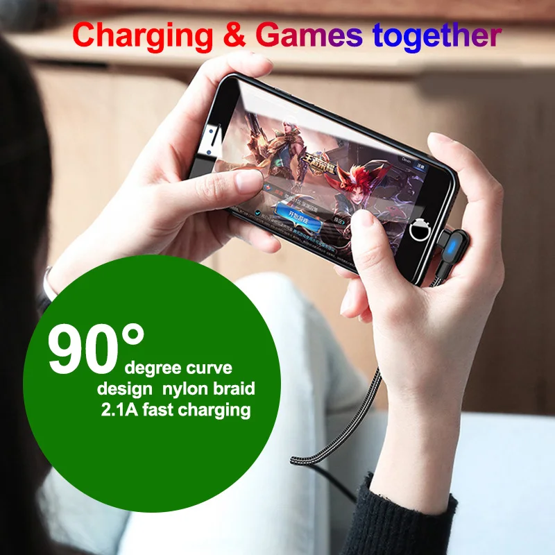 OLAF USB Type C Cable 1m 2m Fast Charge Data Cord 90 degree Type-C USB C Charging Cable For Xiaomi Redmi Huawei Samsung S10 S9
