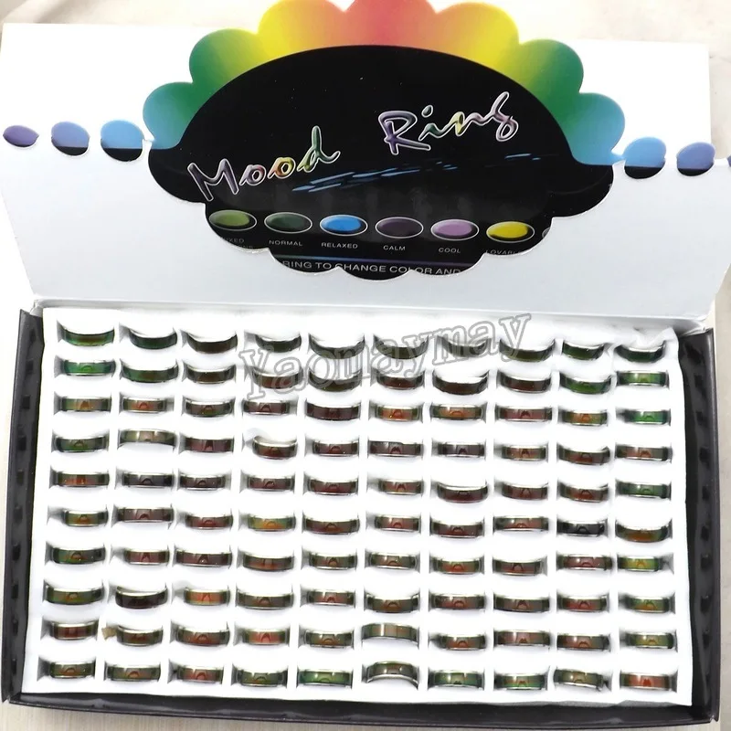 XiaoYaoTYM Fashion Mood Rings, 100pcs Mix Size MOOD Ring Changes Color From Temperature