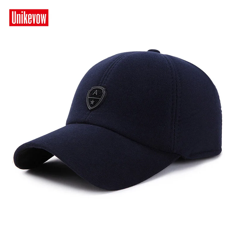 UNIKEVOW New arrivel Corduroy Sport winter baseball caps with ears Casual winter hat  warm caps for men golf hat for men & women