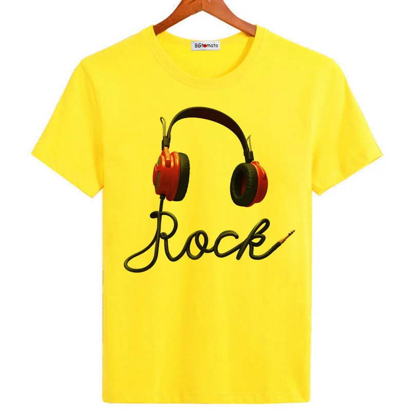 BGtomato super cool earphone T-shirt love music hip hop Shirts fashion Tops men punk tees Cool streetwear