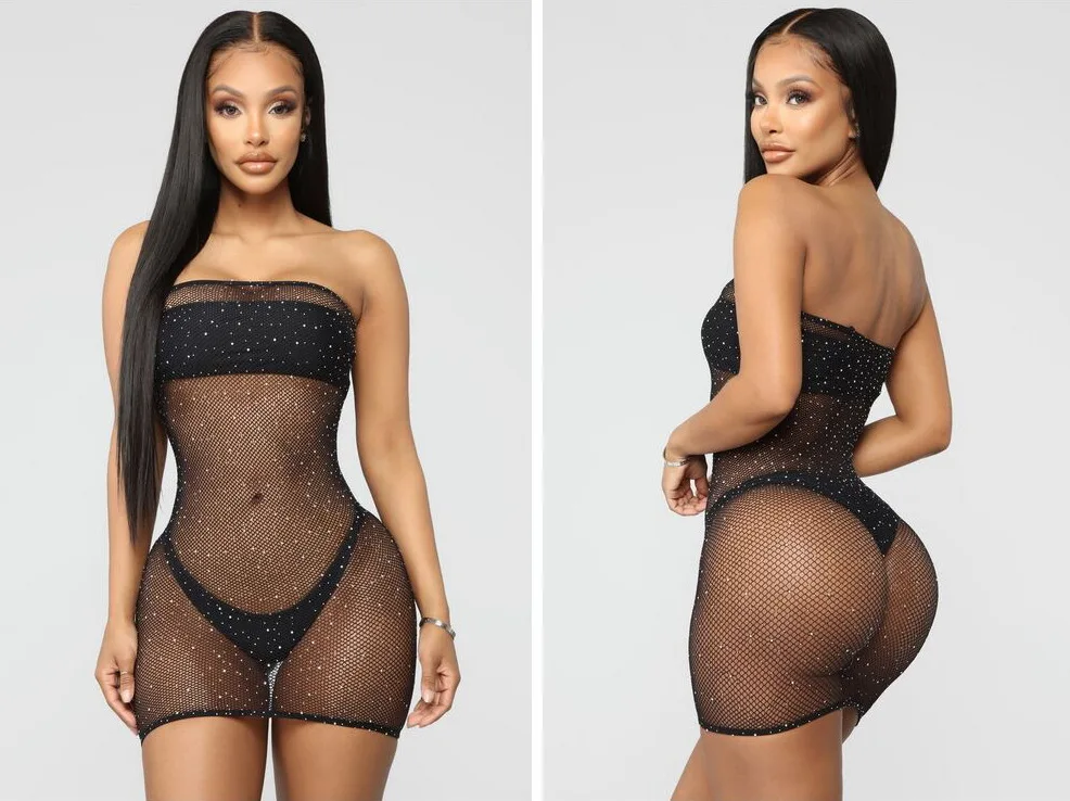 Bkld Sexy Nữ Lưới Mùa Hè Sheer Đầm Dây Dạ Hội Bodycon Mini ĐÍNH HẠT CƯỜM Fishnet Thấy-Thông Qua Bãi Biển Đầm 2019