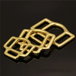 DIY solid brass three way belt buckle saddlery bag strap metal hardware 5pcs/lot