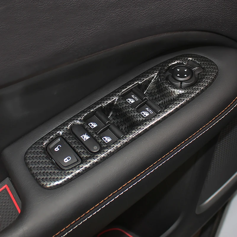 

Интерьерная Дверь Окно Стекло Подъемник Переключатель крышка интерьера фотоотделка ABS углеродное волокно для Jeep Compass 2017 2018 автомобильные аксессуары