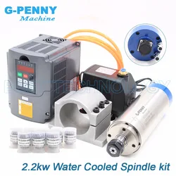 G-Penny 2.2kw Water Cooled Spindle kits 4 pcs Ceramic Ball Bearing ER20 & HY Inverter & 80mm Bracket & Water Pump & Collets