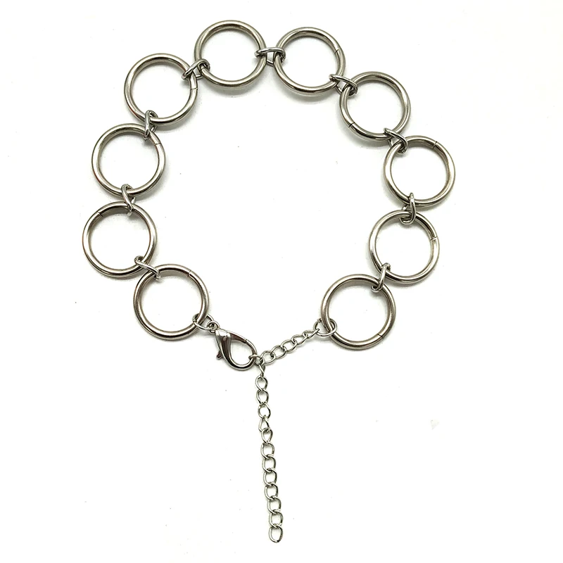 Stainless Steel Gothic Circle Necklace Punk Collares Handmade Ketting Kolye Statement Choker Hip Hop Jewelry
