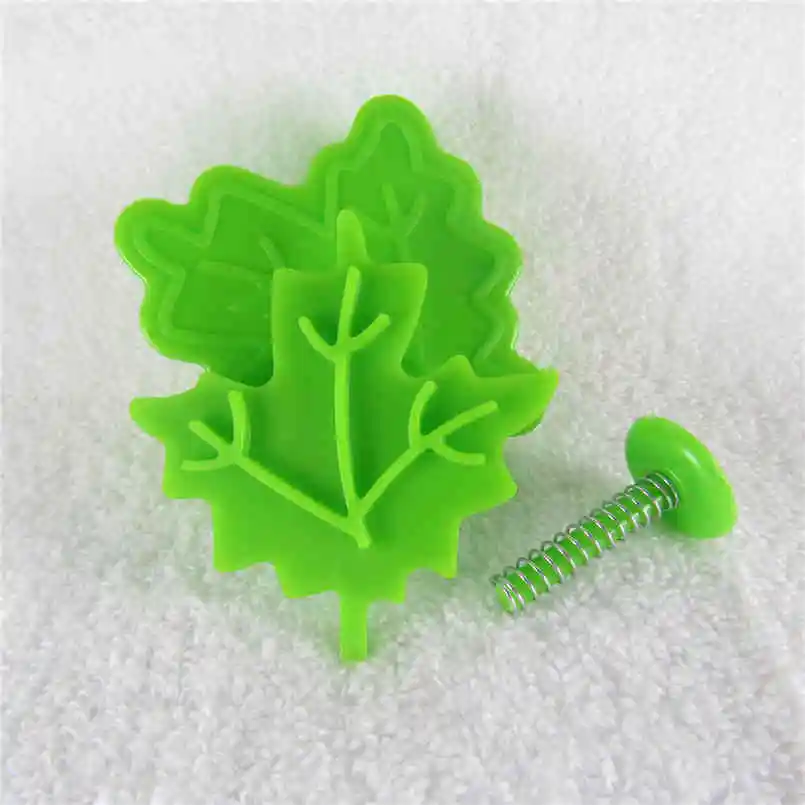 Maple Leaf In Autumn Pattern Cookie Cutters Plastic Pressable Biscuit Molds Cookie Stamp Cake Decorating Pastry Bakeware Tools