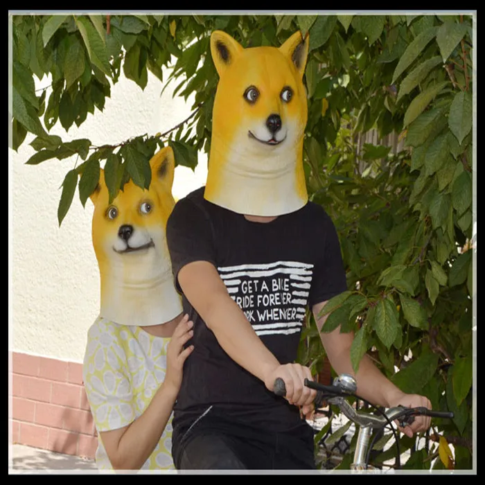 

2016 NEW!!!Funny Head doge 3D Latex Mask Cosplay Halloween Costume God dog/shiba Free shipping