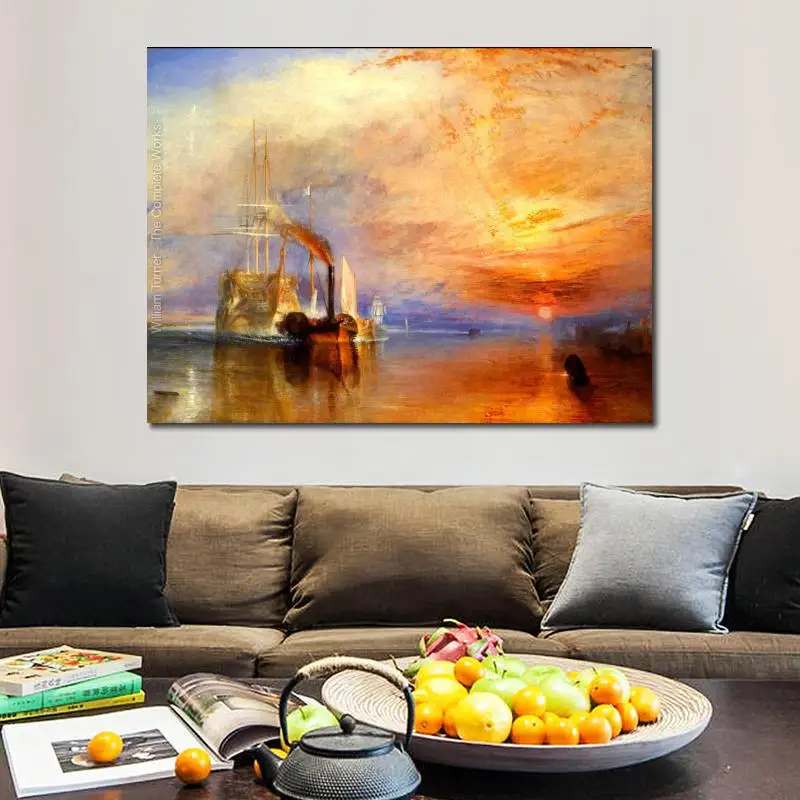 Imagem -04 - Handmade Pintura de William Turner para Living Room Decor Ship Canvas Seascape Fighting Temeraire Romântico Marinha Paisagem Arte