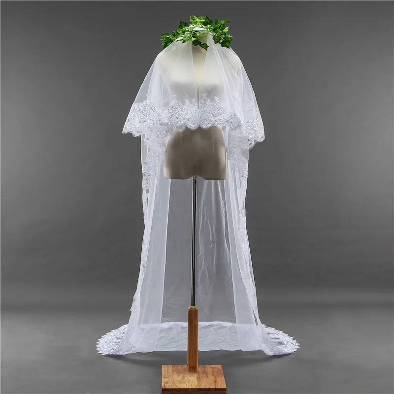 length 3 Meter Cathedral Wedding Veils Long TWO-Layer Bridal Veil with Comb Wedding Accessories Bride Wedding Veil