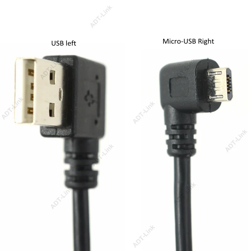 Micro USB Data Cable 90 Degree AM Left Angle Rickel Plated Short USB 2.0 -A-Male-5Pin to Right Angle Micro-B-5Pin Micro-USB 25cm