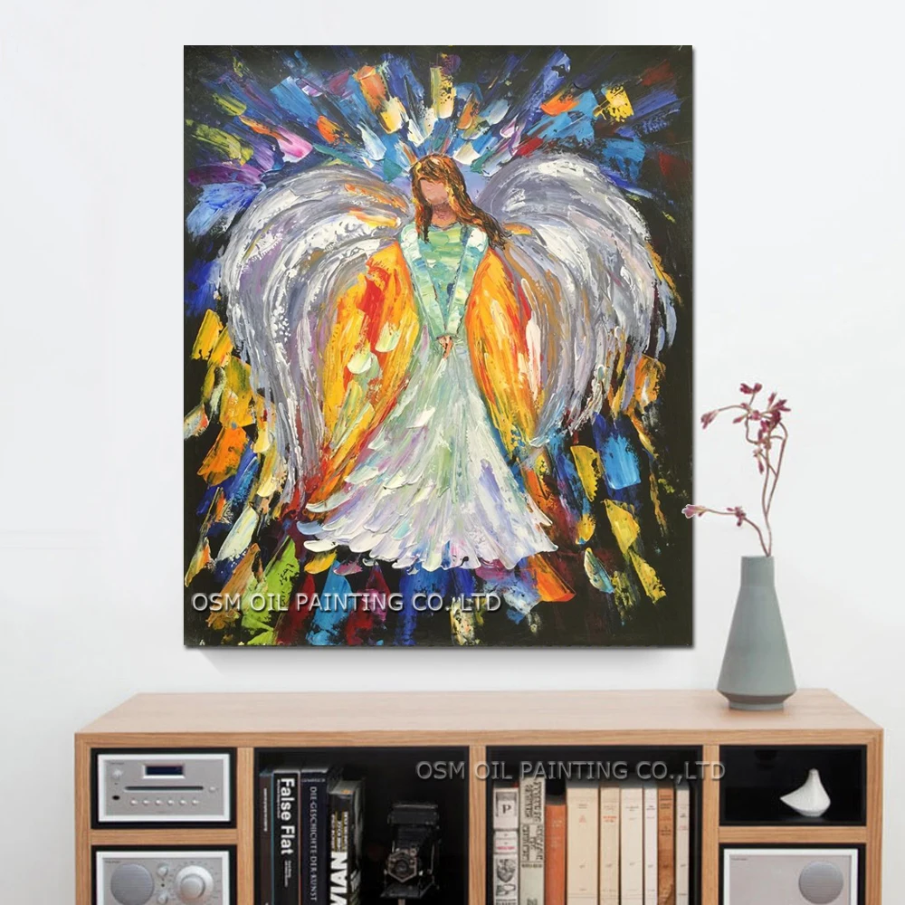 Skills Artist Pure Hand-painted High Quality Excellent Texture Knife Painting on Canvas Modern Abstract Angel Oil Painting