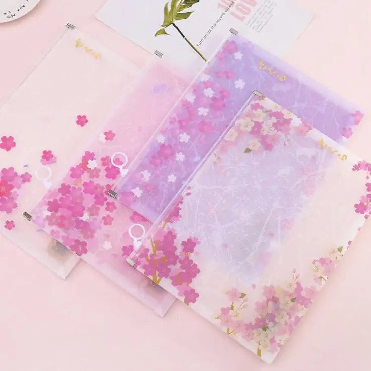 Sharkbang 1PC Pretty Sakura Cherry Blossoms Kawaii A4 File Folder Office Document Organizer Storage Bag School Stationery