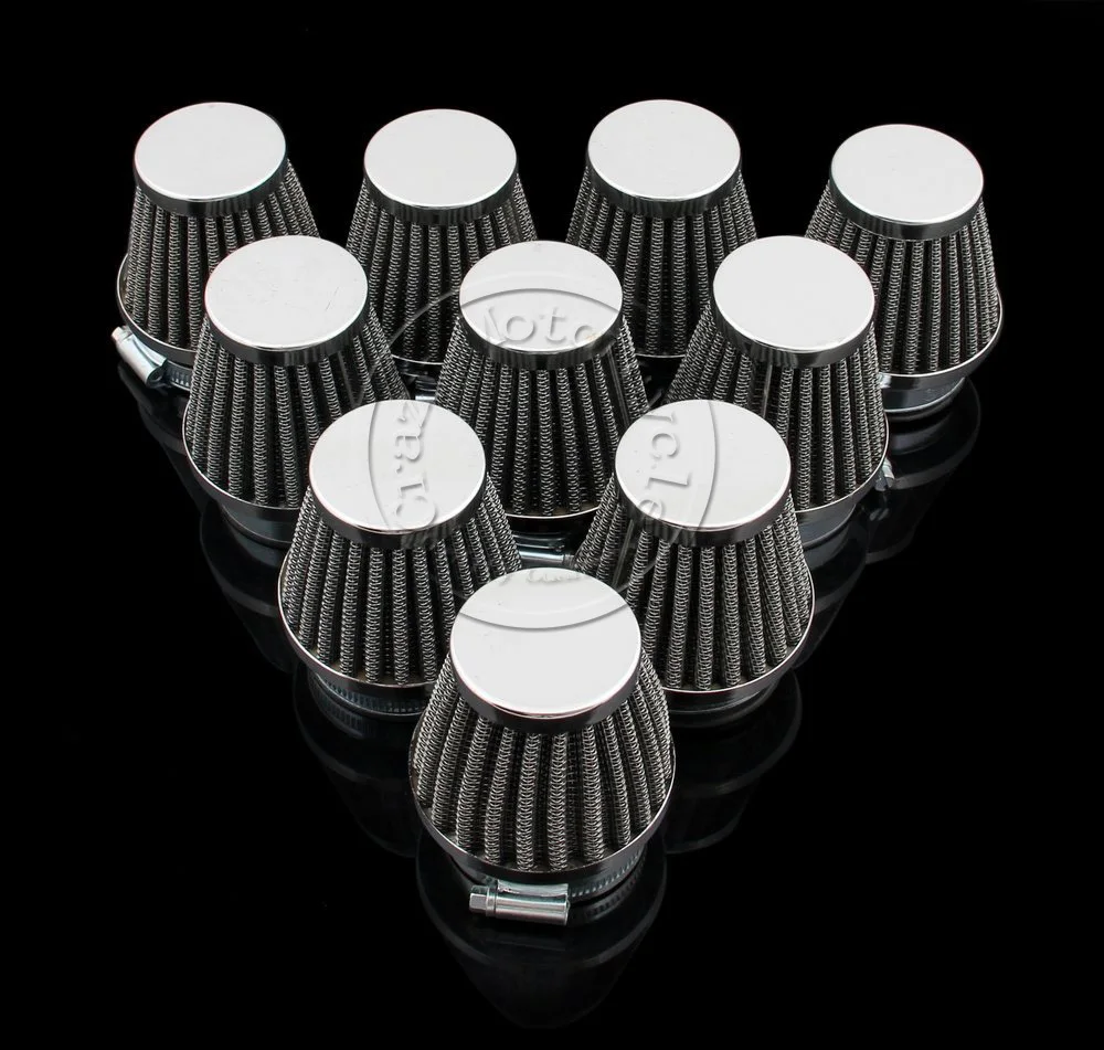 10 x Universal Motorcycle 50mm Air Filter For Honda Kawasaki Suzuki Yamaha Motorbike Motocross