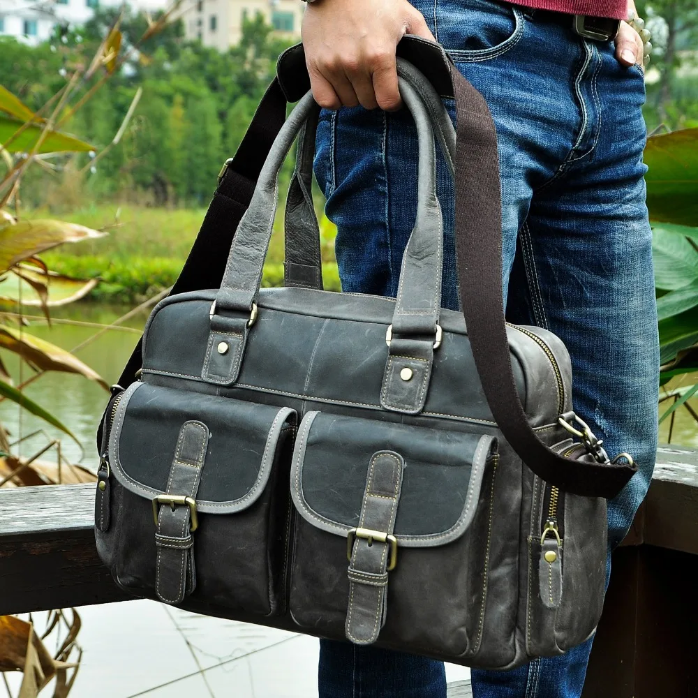 Cattle fashion Real Leather large capacity Male travel bag Casual Handbag Briefcase Laptop bag Tote Bag For Men 061-G