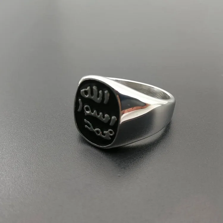 US 7 to 13 size Brand Jewelry Ring New Design Men\'s Vintage Ring of Arab Muslim Islamic Religion Allah Silver color Ring